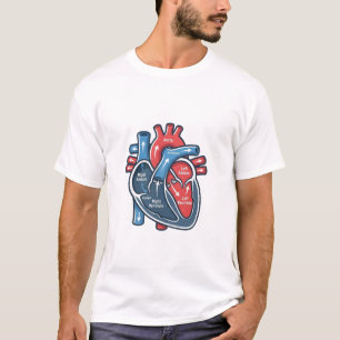 T-shirt Croquis de cœur humain anatomique Illustration méd