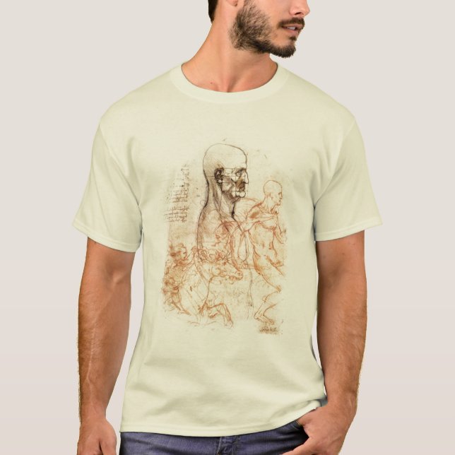 T-shirt croquis de da Vinci -- Homme et cheval (Devant)
