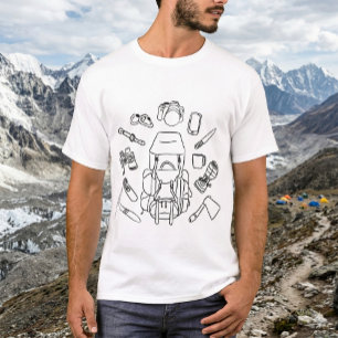 T-shirt Croquis de matériel d'aventure Dessin au trait d