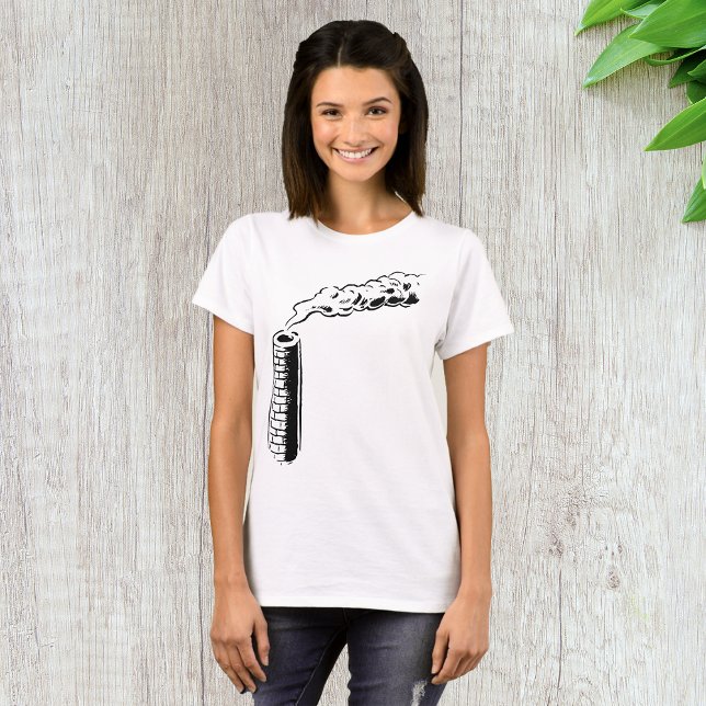T-shirt Croquis de pollution de cheminée monochrome (Créateur téléchargé)