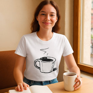 T-shirt Croquis de tasse à café dessiné à la main Minimali