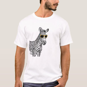 T-shirt Croquis de zèbre cool mignon et drôle avec lunette