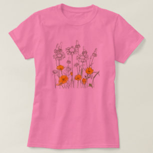 T-shirt Croquis du Fleur sauvage de la Fleur du Pavot de C