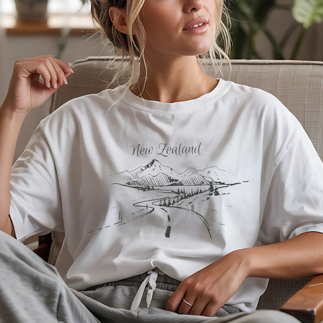 T-shirt Croquis du paysage néo-zélandais (Créateur téléchargé)