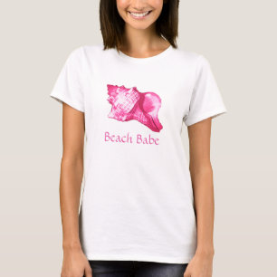 T-shirt Croquis en coquille de conque - rose fuchsia et bl