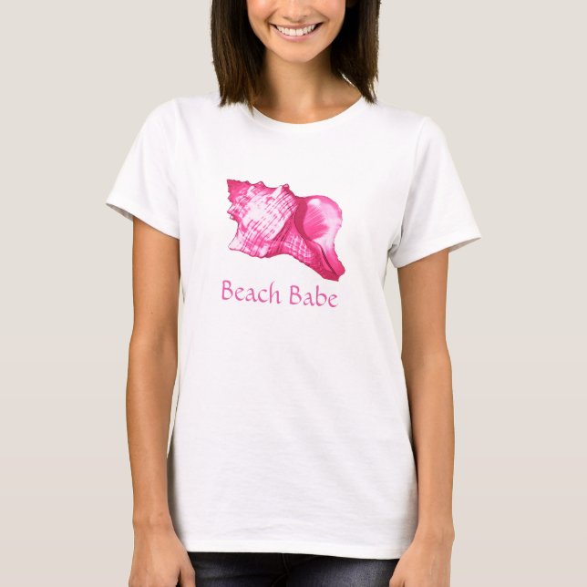 T-shirt Croquis en coquille de conque - rose fuchsia et bl (Devant)