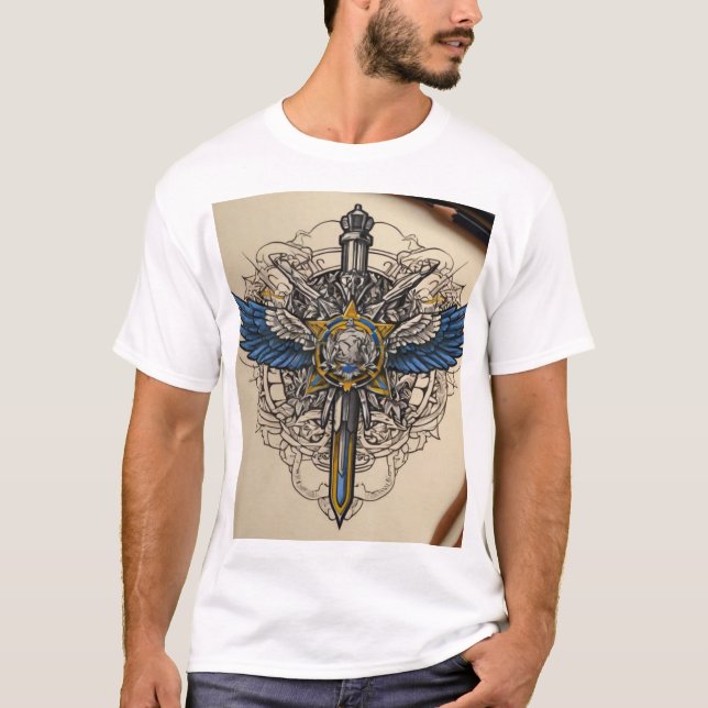 T-shirt "Croquis militaire ukrainien : force moderne" (Devant)