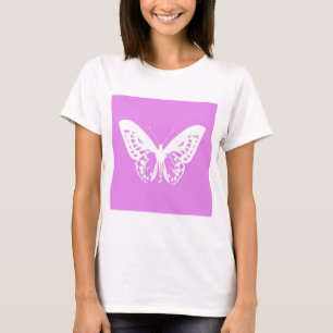 T-shirt Croquis papillon, orchidée et blanc