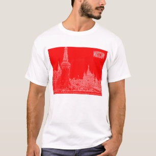 T-shirt Croquis rouge de la cathédrale St Basile de Moscou