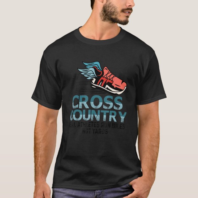 T-shirt Cross-Country Real Athlètes Run Miles Jogging Card (Devant)