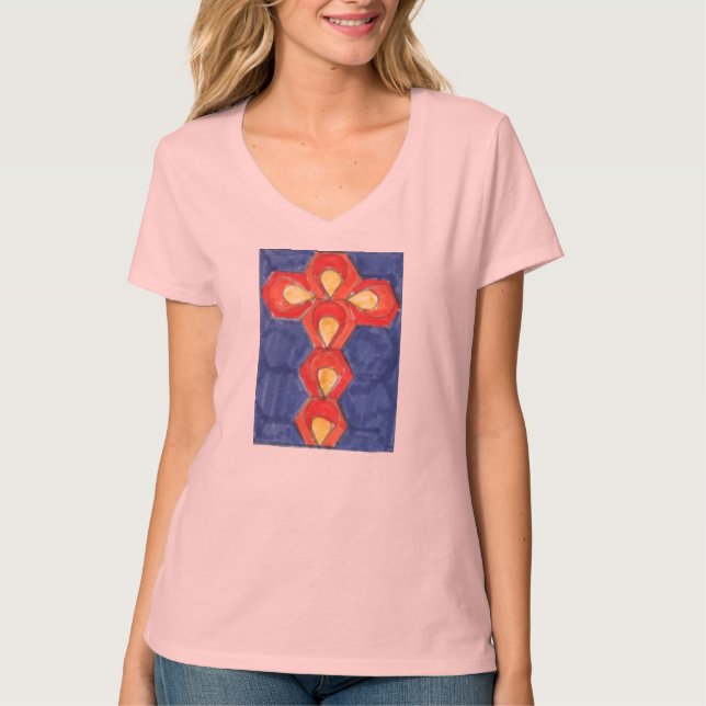T-shirt Cross Motif Hanes Nano V-Neck (Devant)