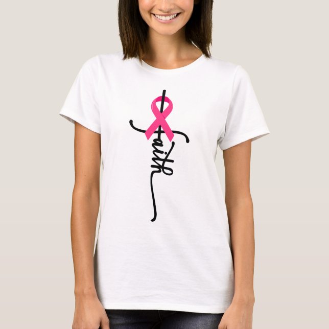 T-shirt Cross Warrior Survivor Pink Ribbon Cancer du sein  (Devant)