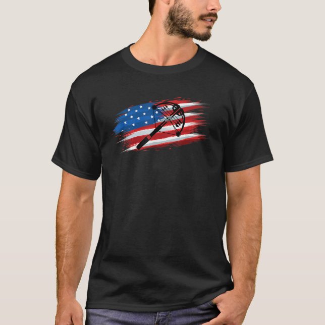 T-shirt Crossbow Archery Bow Chasse Drapeau Américain Pour (Devant)