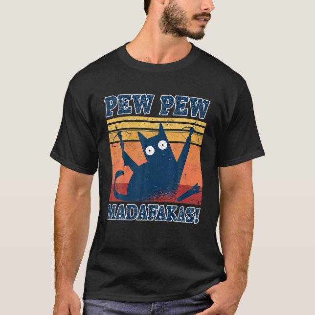 T-shirt Crossbow Cat Pew Pew Madafakas Tee Funny Cat Cross (Devant)