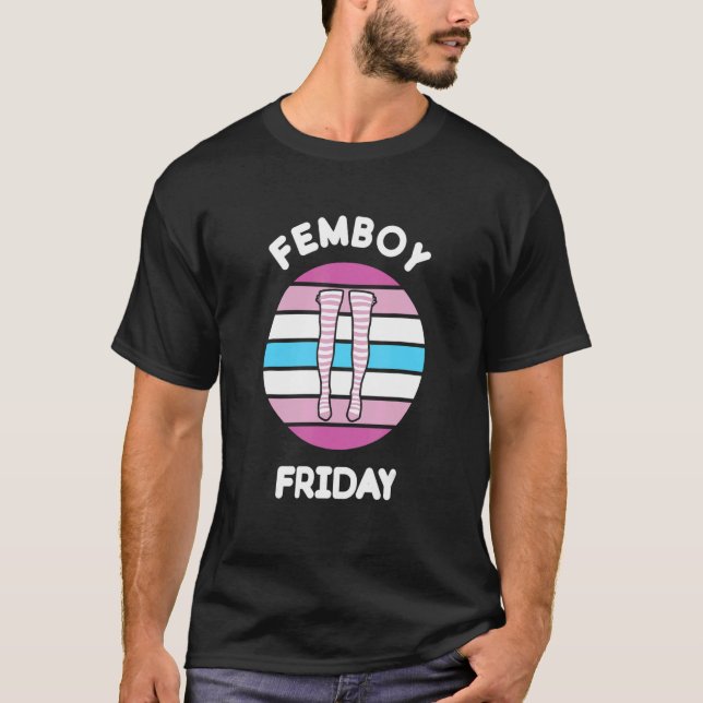 T-shirt Crossdressing Femboy Friday Retro Sunset Striped T (Devant)