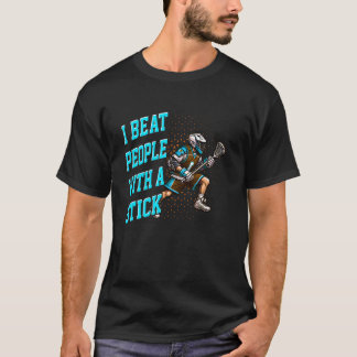 T-shirt Crosse pour gars Je bats les gens avec un bâton dr