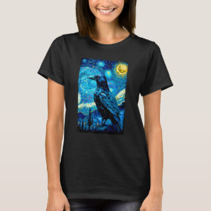 T-shirt Crow Lover Raven Starry Style Nuit Peinture, Van