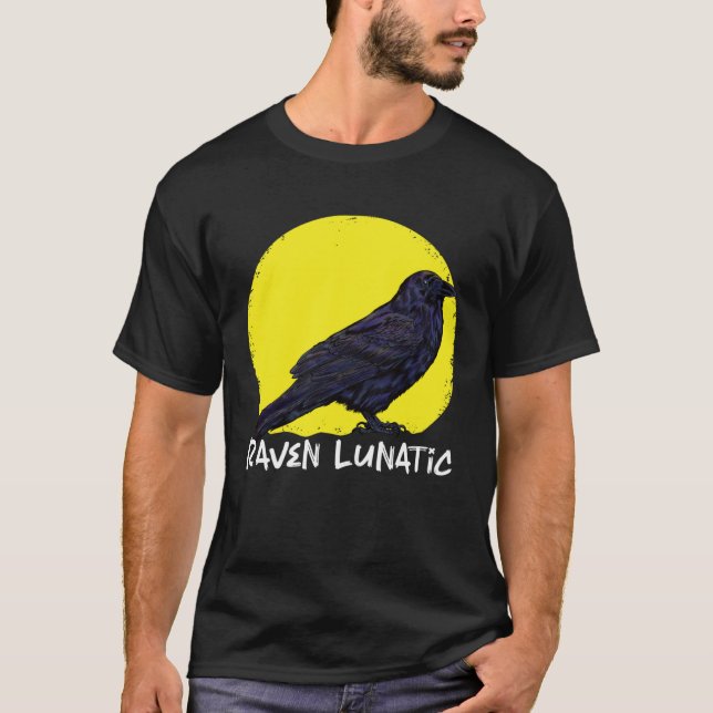 T-shirt Crow Raven Moon Lunar Lunatic Crow Fan Crow Animal (Devant)
