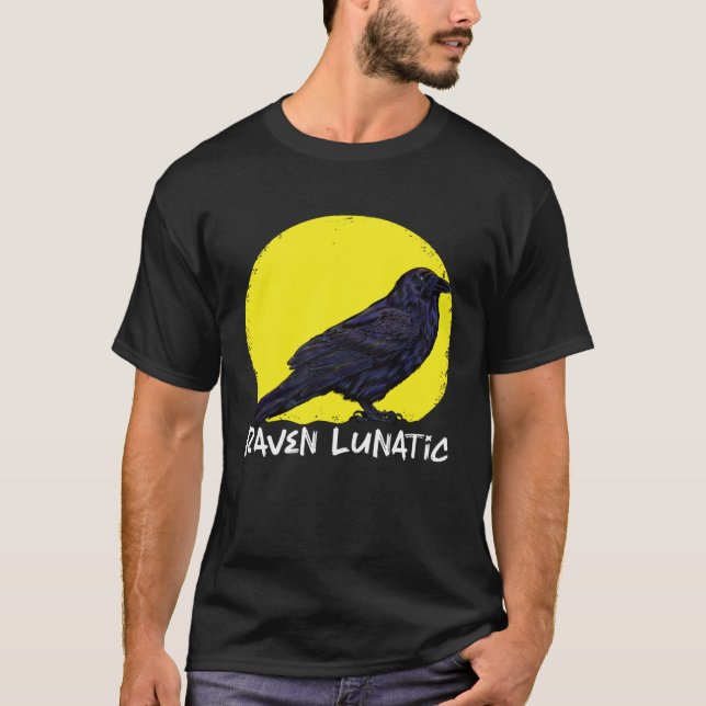 T-shirt Crow Raven Moon Lunar Lunatic Crow Fan Crow Animal (Devant)
