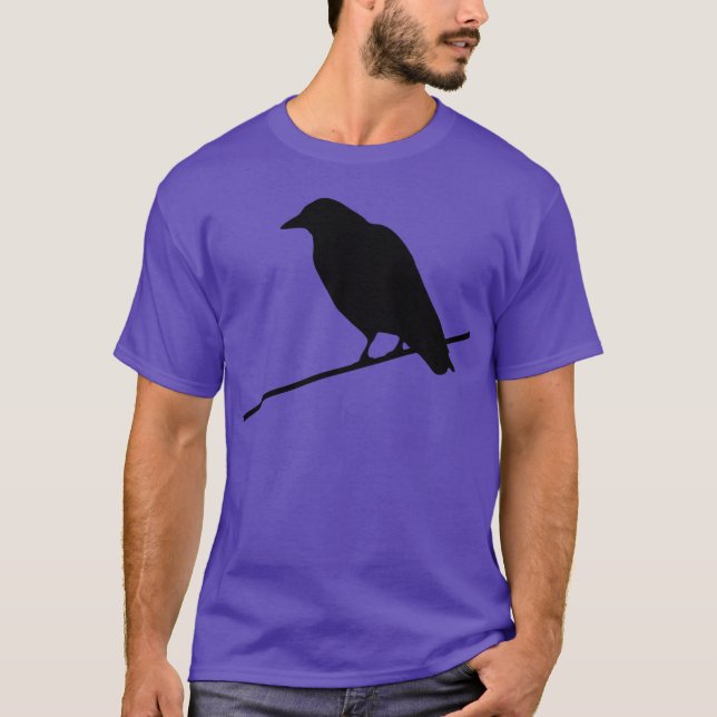T-shirt Crow sur fil de téléphone (Devant)