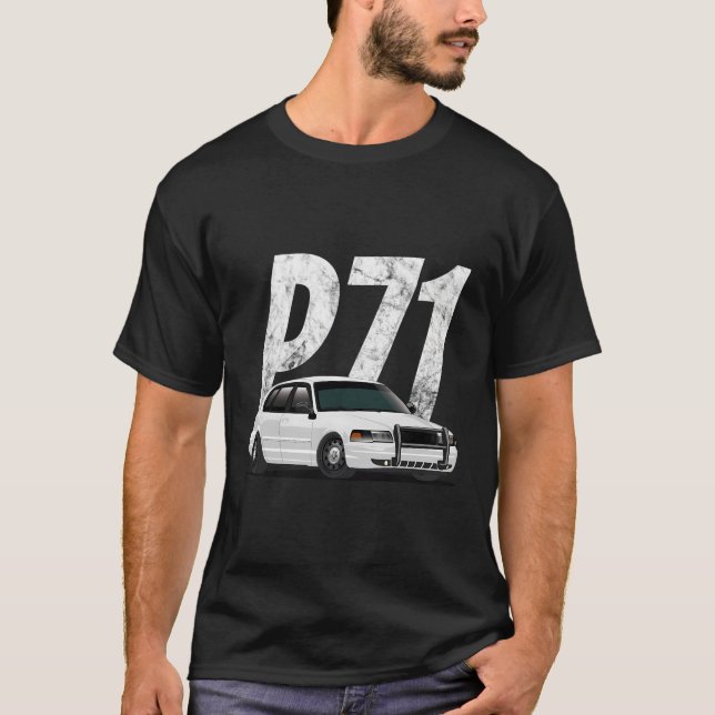 T-shirt Crown Vic P71 White Cop Car Interceptor Vic Don (Devant)