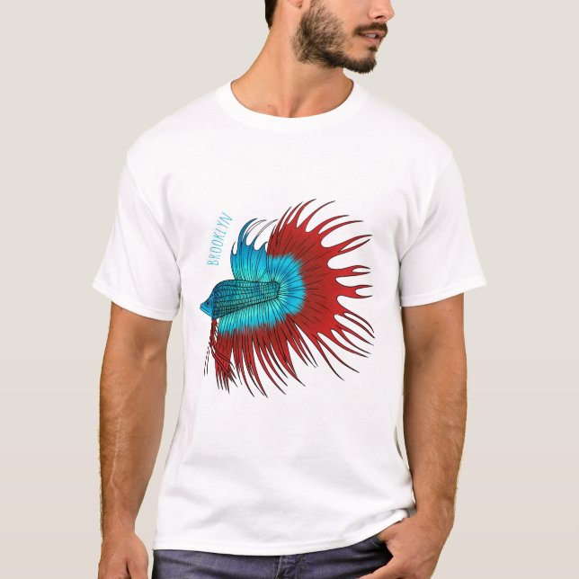 T-shirt Crowntail betta fish dessin animé (Devant)