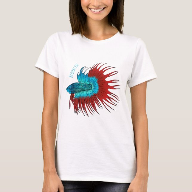 T-shirt Crowntail betta fish dessin animé (Devant)