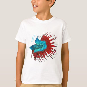 T-shirt Crowntail betta fish dessin animé