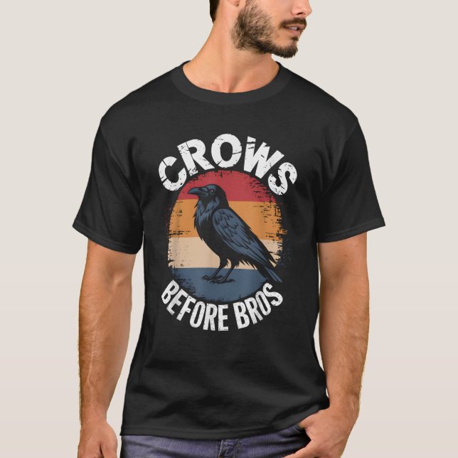 T-shirt Crows Before Bros Design Dark Bird Witchcraft Retr (Devant)