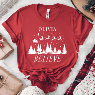 T-shirt Croyance personnalisée Santa Sleigh Noël correspon