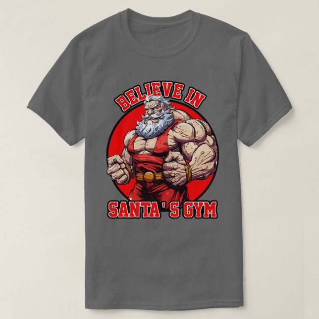 T-shirt CROYEZ À SANTAS GYM North Swole Muscle (Design devant)