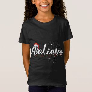 T-Shirt Croyez avec Santa Hat Croyez la lumière de Noël