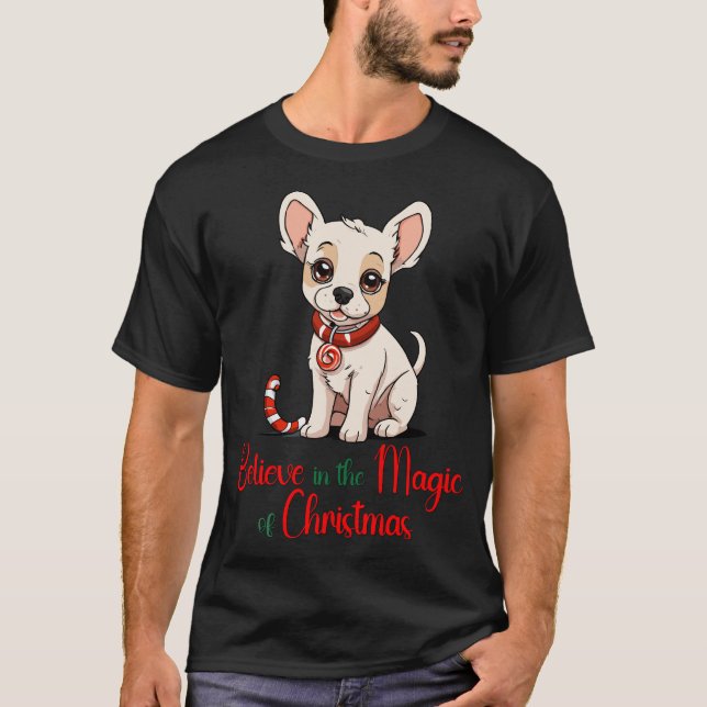T-shirt Croyez en la magie du chien de Noël (Devant)