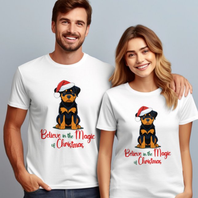 T-shirt Croyez en la magie du chien mignon de Noël (Créateur téléchargé)