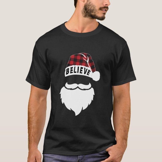 T-shirt Croyez En Père Noël Casquette De Noël Buffalo Plai (Devant)