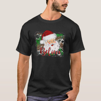 T-shirt Croyez En Santa Claus Western Leopard Texas Chris