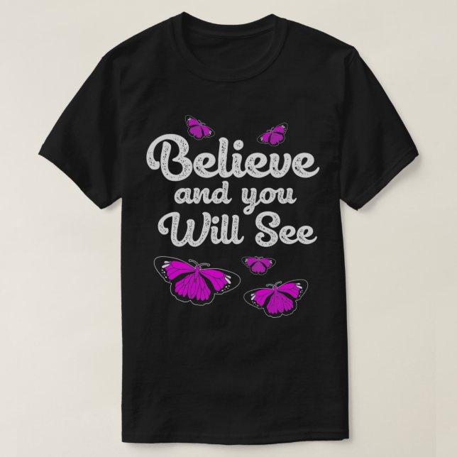 T-shirt Croyez Et Vous Verrez Monarque Papillon (Design devant)