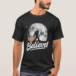 T-shirt Croyez Père Noël Bigfoot Noël Lune de neige Nuit G