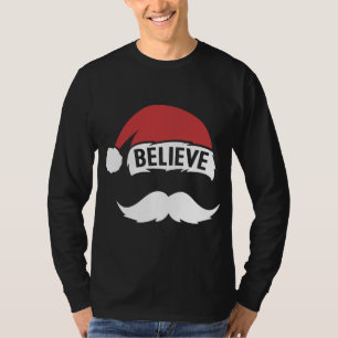 T-shirt Croyez Père Noël Casquette Blanc Moustache Famille