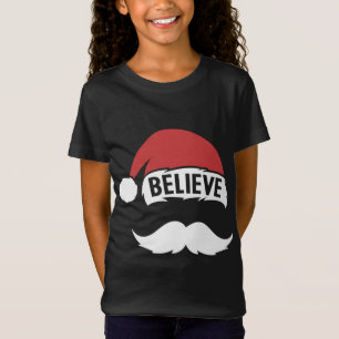 T-Shirt Croyez Père Noël Casquette Blanc Moustache Famille
