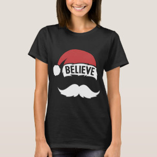 T-shirt Croyez Père Noël Casquette Blanc Moustache Famille