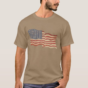 T-shirt Cru affligé fané patriotique de drapeau américa