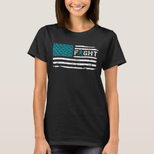 T-shirt Cru de drapeau américain de Cancer ovarien de
