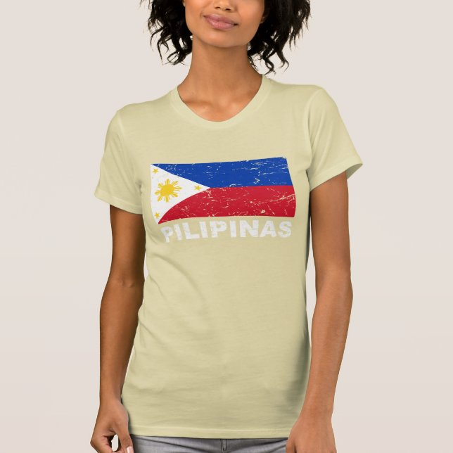 T-shirt Cru de drapeau de Philippines (Devant)