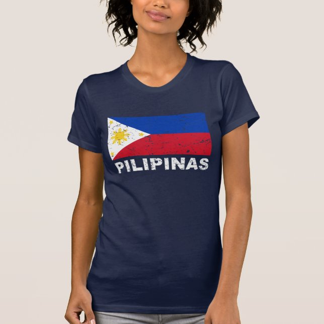 T-shirt Cru de drapeau de Philippines (Devant)