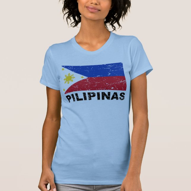T-shirt Cru de drapeau de Philippines (Devant)