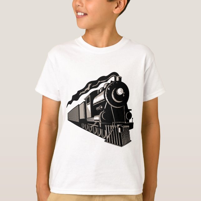 T-shirt cru de locomotive de train de vapeur (Devant)