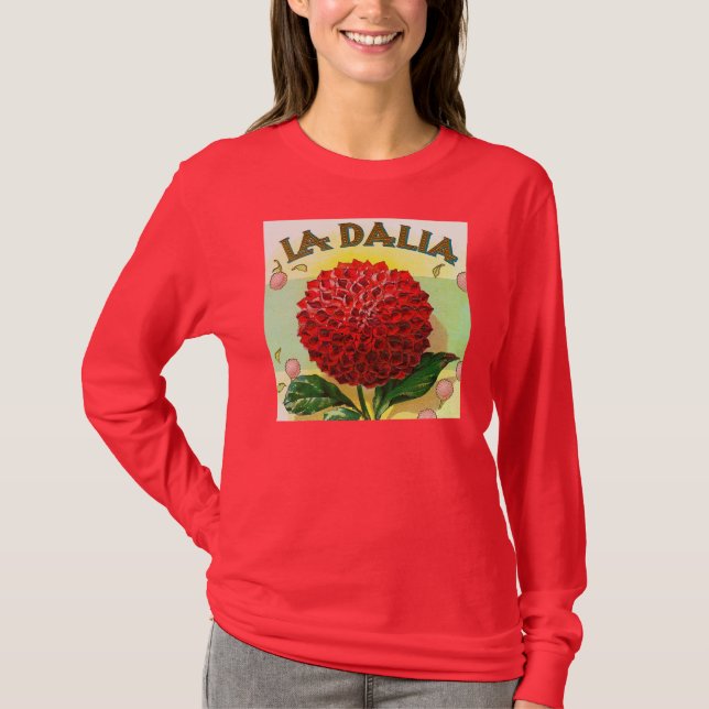 T-shirt Cru rouge de dahlia (Devant)