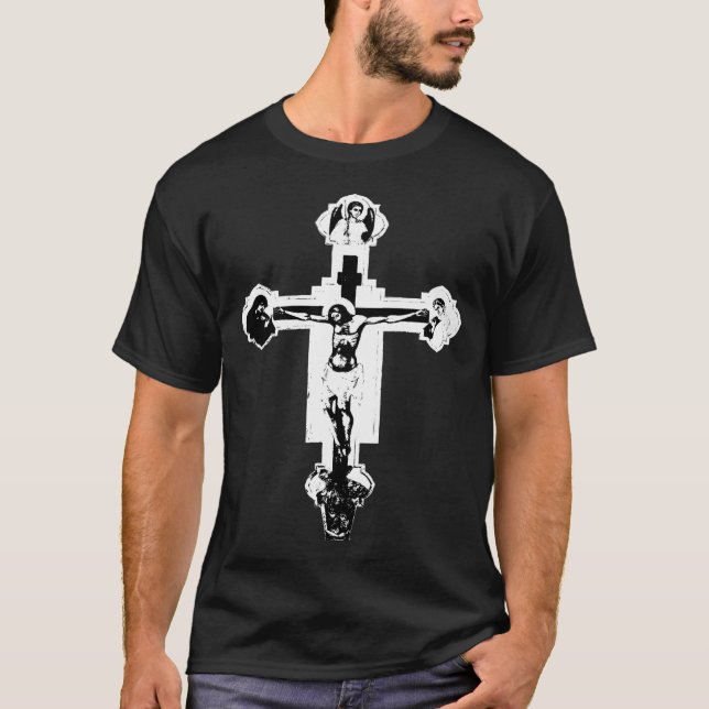 T-shirt Crucifix gothique en B&W (Devant)