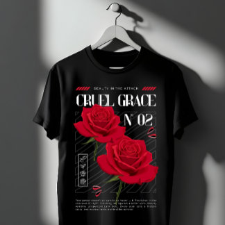 T-shirt Cruel Grace Roses Rouges Graphique Gothique